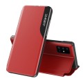 Samsung Galaxy A52 5G / 4G-Seitenanzeige Magnetic Stossfest Leder Handyhülle mit Halter (rot)