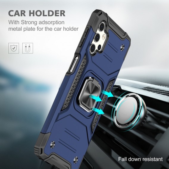 Samsung Galaxy A52 Magnetische Rüstung Stossfest mit Metallringhalter (blau)