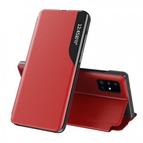 Samsung Galaxy A72  5G / 4G-Seitenanzeige Magnetic Stossfest Leder Handyhülle mit Halter (rot)