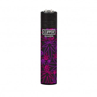 Clipper " Fluo Leaves 3 ", Feuerzeug, Reibradfeuerzeug Pink