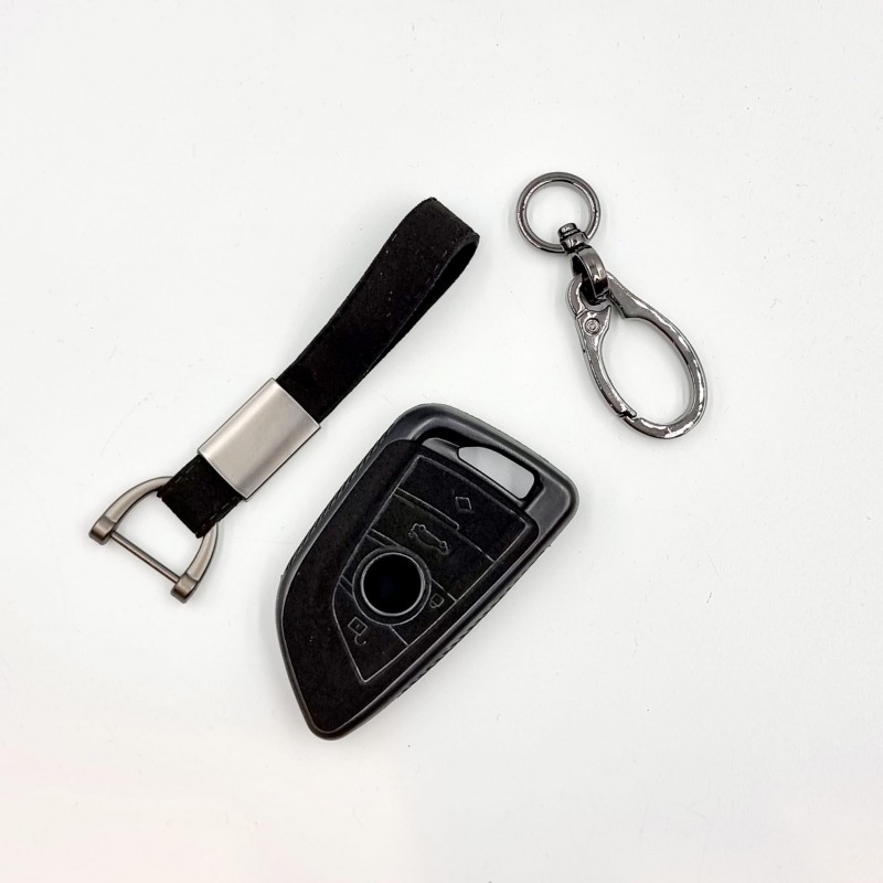 BMW Textil Silikon Schlüssel Hülle und Schlüsselband mit Schwarz