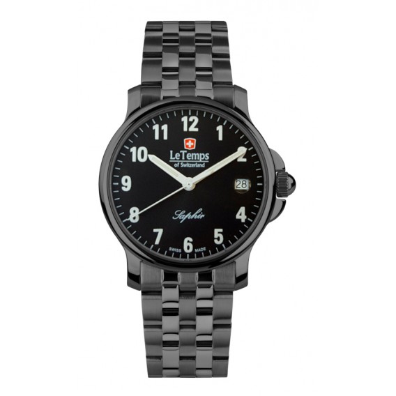 Le Temps of Switzerland Herrenuhren "ZAFIRA GENT"  Ø 38 mm Edelstahlband schwarz LT1065.27BB01