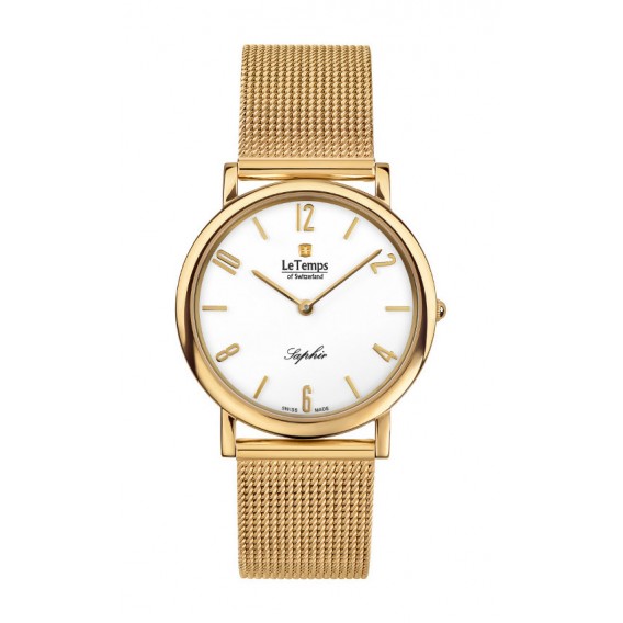 Le Temps Damenuhr "ZAFIRA SLIM" Stahlband Gold  Ø 34 mm LT1085.61BD01