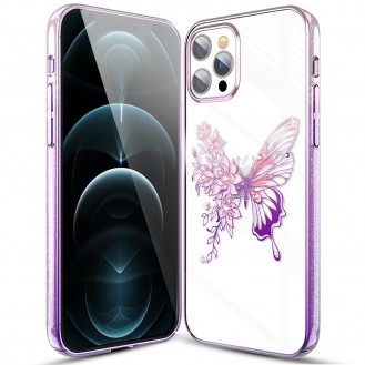 Kingxbar schutzhülle mit original Swarovski-Kristallen verziert Schmetterling iPhone 12 Pro Max rosa