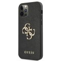 Guess  iPhone 12 Pro Max 6.7" schwarz / schwarzes Hardcase Saffiano 4G Metall Logo