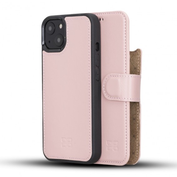 Bouletta Magnetische abnehmbare Handyhülle aus Leder mit RFID-Blocker für iPhone 13 Mini Sand