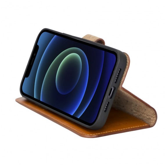 Bouletta Magnetische abnehmbare Handyhülle aus Leder mit RFID-Blocker für iPhone 13 Pro Braun