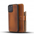 Bouletta Magnetische abnehmbare Handyhülle aus Leder mit RFID-Blocker für iPhone 13 Pro Braun