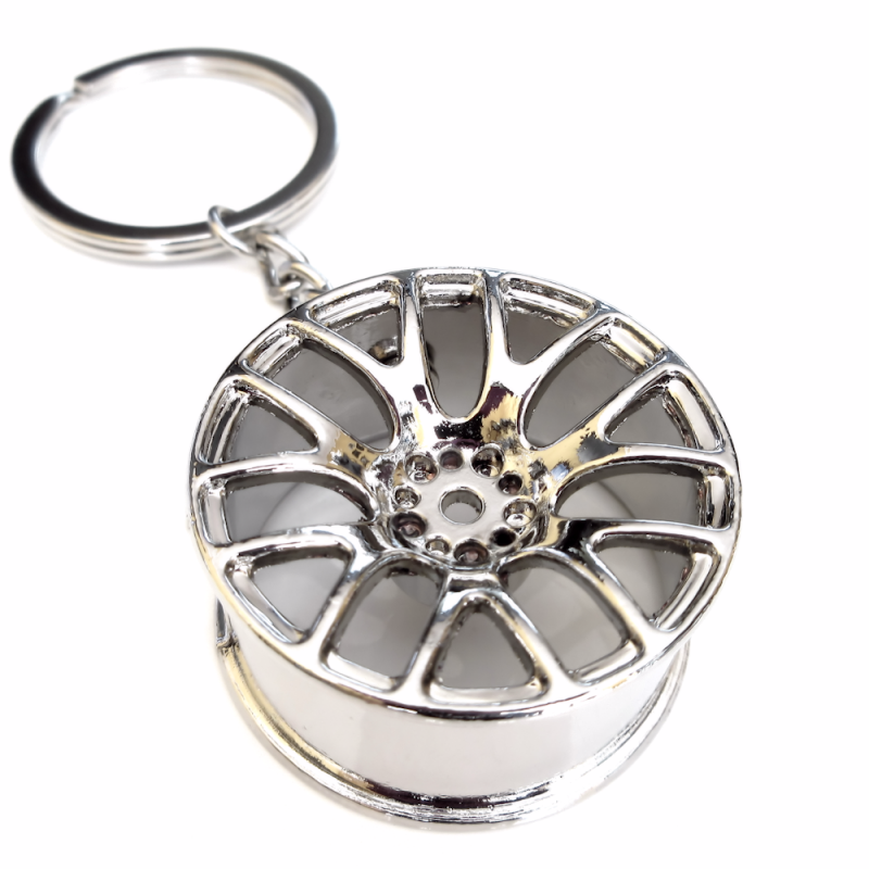 Schlüsselanhänger Auto Geschenk Felge Autofelge Tuning Metall Silber 2