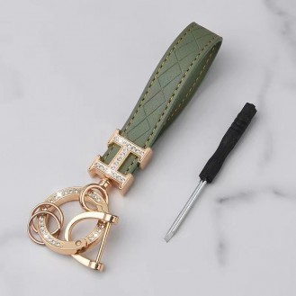 Luxus Bling Schlüsselanhänger Leder Grün (Auf Wunsch mit Gravur)