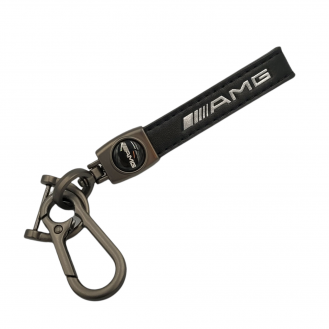 AMG Leder Schlüsselanhänger Schwarz (Auf Wunsch mit Gravur)