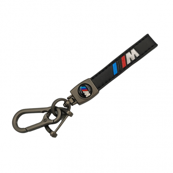 M Power Leder Schlüsselanhänger Schwarz (Auf Wunsch mit Gravur)