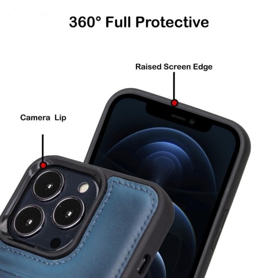 Bouletta Flex Cover Back Leder Case mit Kartenfach für iPhone 13 Pro Max 6.7 - Blau