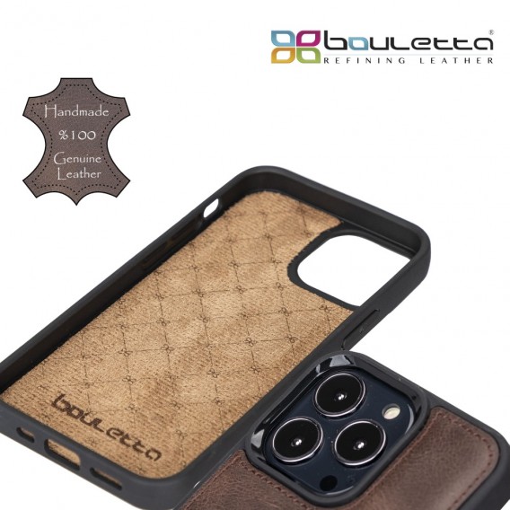 Bouletta Flex Cover Back Leder Case mit Kartenfach für iPhone 13 Pro Max 6.7 - Braun