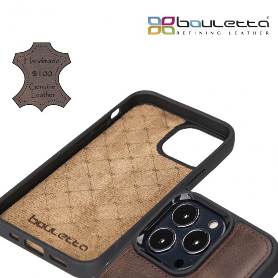Bouletta Flex Cover Back Leder Case für iPhone 13 Pro - Braun