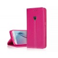 Pink Edel Leder Book Tasche Kreditkarten fach Galaxy S6 Edge