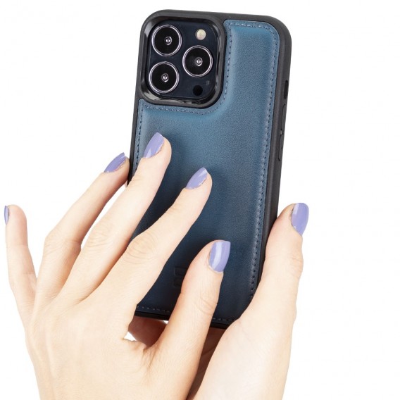 Bouletta Flex Cover Back Leder Case für iPhone 13 Pro - Blau