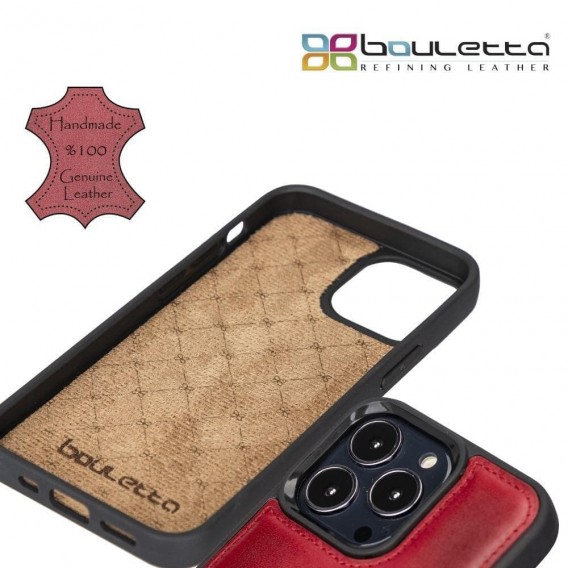 Bouletta Flex Cover Back Leder Case mit Kartenfach für iPhone 13 Pro - Rot