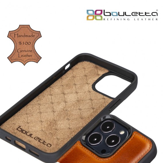 Bouletta Flex Cover Back Leder Case mit Kartenfach für iPhone 13 Pro - Tan