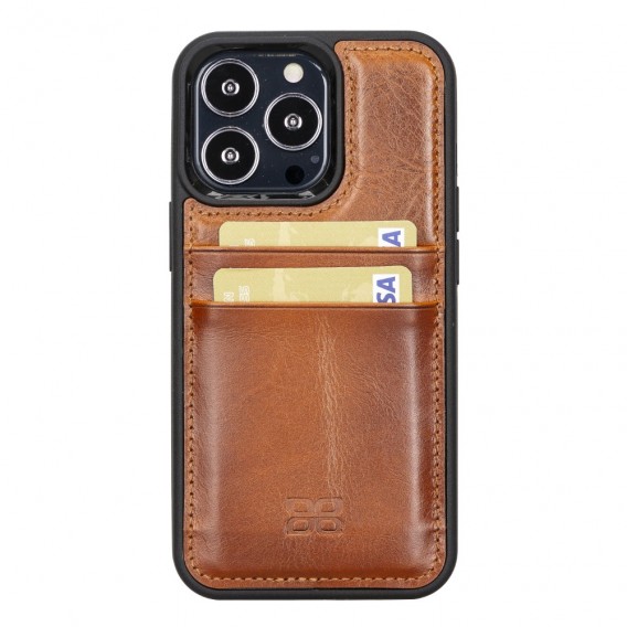 Bouletta Flex Cover Back Leder Case mit Kartenfach für iPhone 13 Pro - Tan