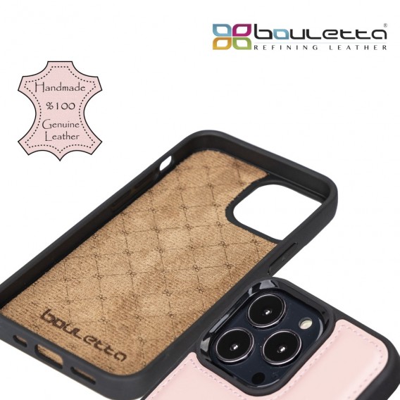 Bouletta Flex Cover Back Leder Case mit Kartenfach für iPhone 13 Pro - Pink