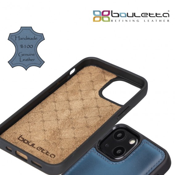 Bouletta Flex Cover Back Leder Case mit Kartenfach für iPhone 13 - Blau