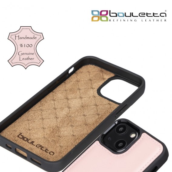 Bouletta Flex Cover Back Leder Case mit Kartenfach für iPhone 13 - Pink