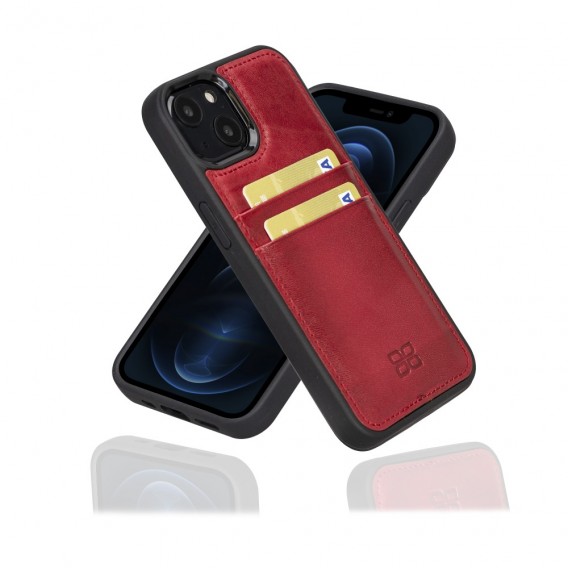 Bouletta Flex Cover Back Leder Case mit Kartenfach für iPhone 13 - Rot