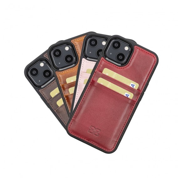 Bouletta Flex Cover Back Leder Case mit Kartenfach für iPhone 13 - Rot