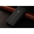 Schwarz Edel Leder Book Tasche Kreditkarten fach Galaxy S6 Edge