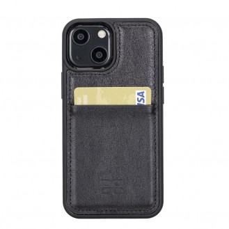 Bouletta Flex Cover Back Leder Case mit Kartenfach für iPhone 13 Mini - Schwarz