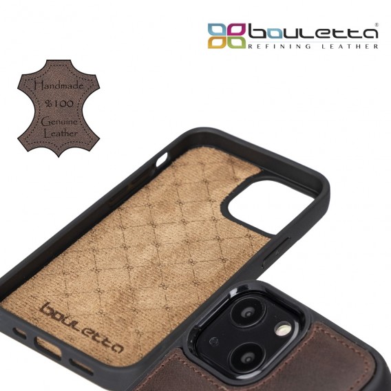 Bouletta Flex Cover Back Leder Case mit Kartenfach für iPhone 13 Mini - Braun