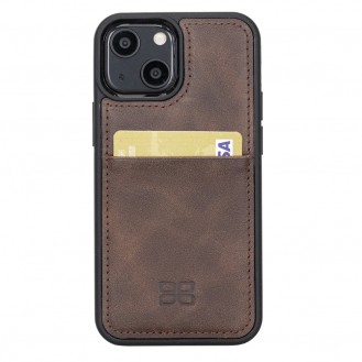 Bouletta Flex Cover Back Leder Case mit Kartenfach für iPhone 13 Mini - Braun