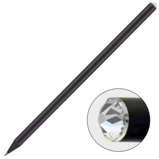 Schwarzer Bleistift mit original Swarovski-Kristall (Silber)