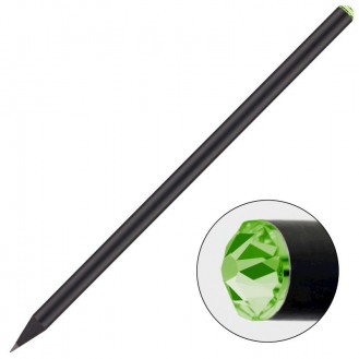 Schwarzer Bleistift mit original Swarovski-Kristall (Grün)