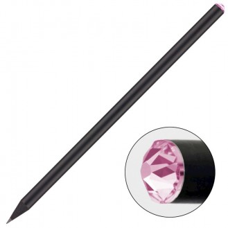 Schwarzer Bleistift mit original Swarovski-Kristall (Pink)