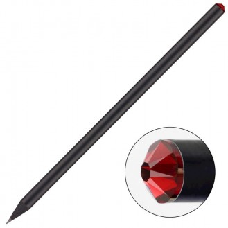 Schwarzer Bleistift mit original Swarovski-Kristall (Rot)