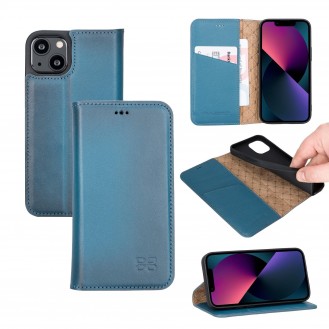 iPhone 13  Slim Wallet Handyhülle aus Leder mit RFID-Blocker - Blau
