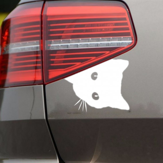Katzenkopf Aufkleber Katze Autoaufkleber Tuning sticker film Car DIY Weiss