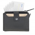 RFID Kartenhalter mit Münzfach Echt Leder Schwarz
