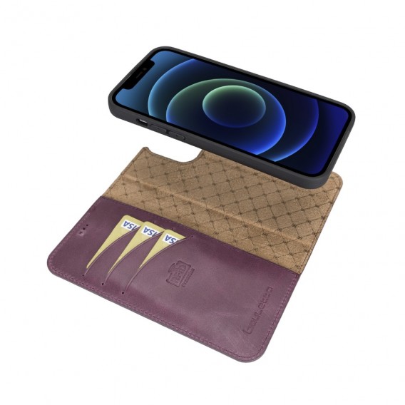  iPhone 14 Pro Max Magnetische abnehmbare Handyhülle aus Leder mit RFID-Blocker Lila