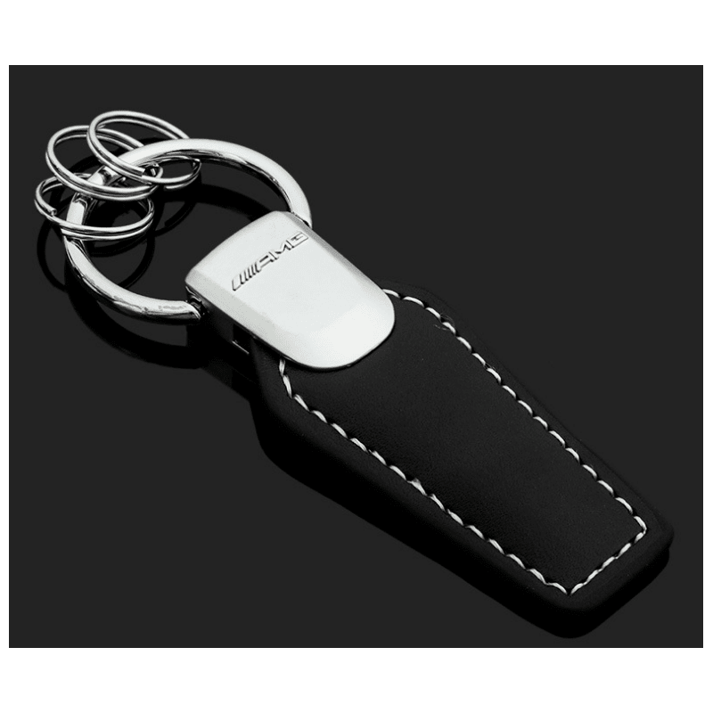 Mercedes AMG Schlüsselanhänger Leder Schwarz (Auf Wunsch mit Gravur)
