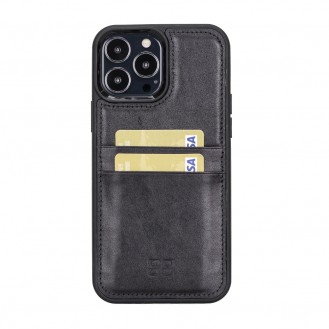 Bouletta Flex Cover Back Leder Case mit Kartenfach für iPhone 14 Pro  6.1 - Schwarz