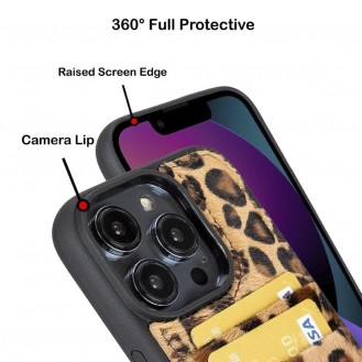 Bouletta Flex Cover Back Leder Case mit Kartenfach für iPhone 14 Pro Max 6.7 - Leopard
