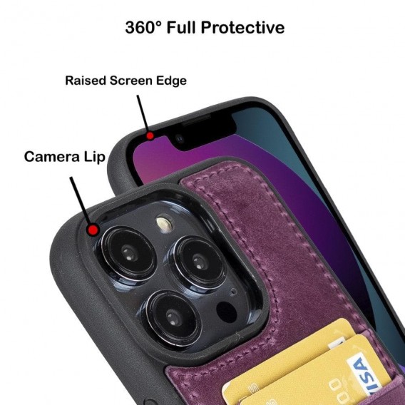 Bouletta Flex Cover Back Leder Case mit Kartenfach für iPhone 14 Pro Max 6.7 - Lila
