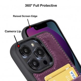 Bouletta Flex Cover Back Leder Case mit Kartenfach für iPhone 14 Pro  6.1 - Lila