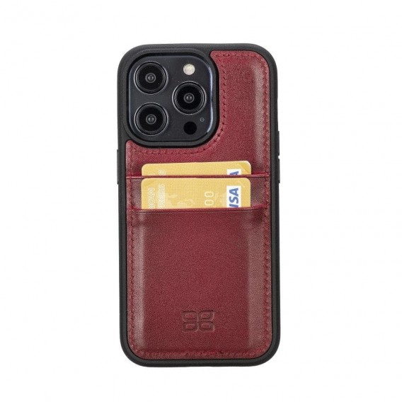 Bouletta Flex Cover Back Leder Case mit Kartenfach für iPhone 14 Pro  6.1 - Rot