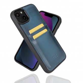 iPhone 14 Max Bouletta Flex Cover Back Leder Case mit Kartenfach - Blau