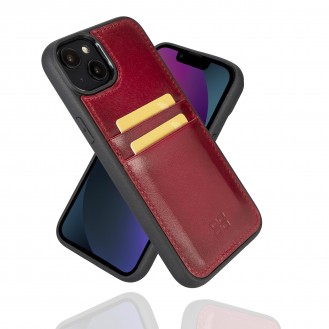 iPhone 14 Max Bouletta Flex Cover Back Leder Case mit Kartenfach - Rot
