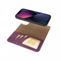 iPhone 14 Plus Magnetische abnehmbare Handyhülle aus Leder mit RFID-Blocker Lila